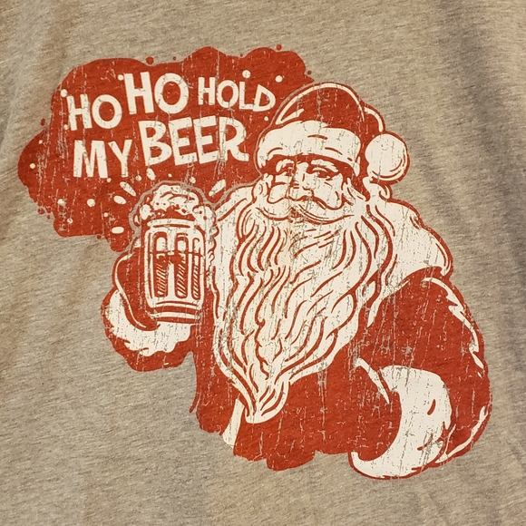 Next Level Apparel Other - 🔥Host Pick🔥3/$20 NWOT Ho Ho Hold My Beer Christmas SANTA Men's Shirt Grey